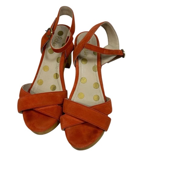 Boden Womens Size 6 (37) Suede Wood Chunky Heel Sandals Orange Y2K 90's  Summer - Picture 5 of 12
